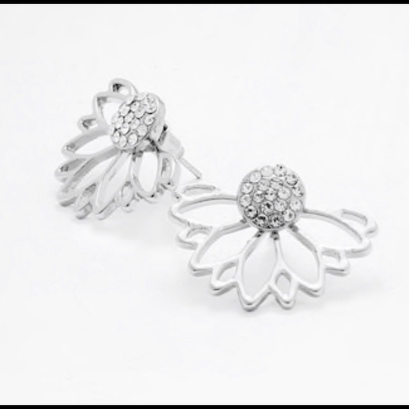 🆕Silver Lotus Earrings - Picture 4 of 7